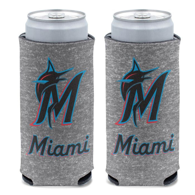 Enfriador de latas delgado de 12 oz color GRIS de los Miami Marlins