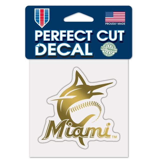 Miami Marlins Gold Decal Metallic 4" x 4"