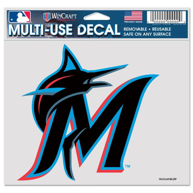 Calcomanía multiusos de los Miami Marlins, fondo transparente, 5" x 6"