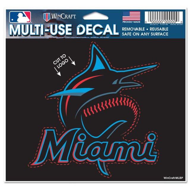 Calcomanía multiusos de los Miami Marlins: logotipo recortado de 5" x 6"