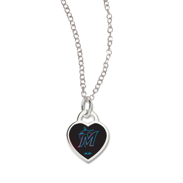 Miami Marlins Necklace w/3D Heart