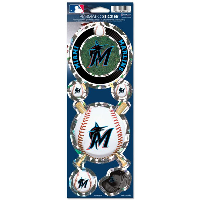 Calcomanía prismática de los Miami Marlins de 4" x 11"