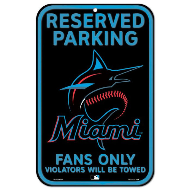 Letrero de plástico de estacionamiento reservado de los Miami Marlins de 11" x 17"