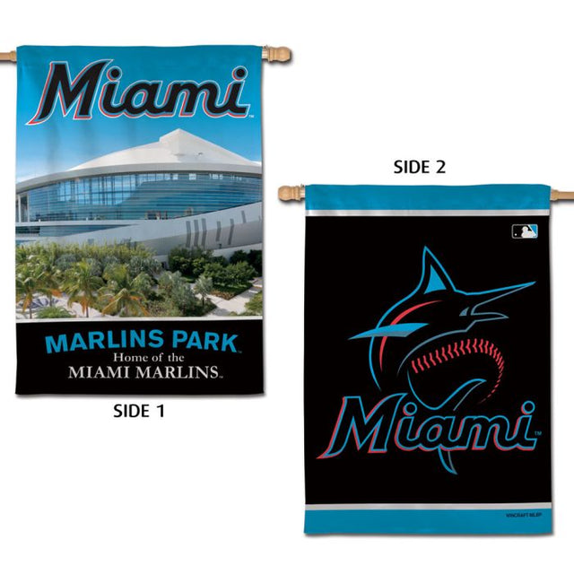 Miami Marlins / Stadium Vertical Flag 2 Sided 28" x 40"