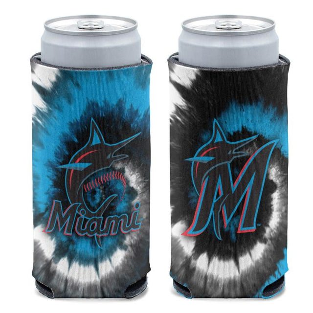 Enfriador de latas delgado de 12 oz con estampado TIE DYE de los Miami Marlins