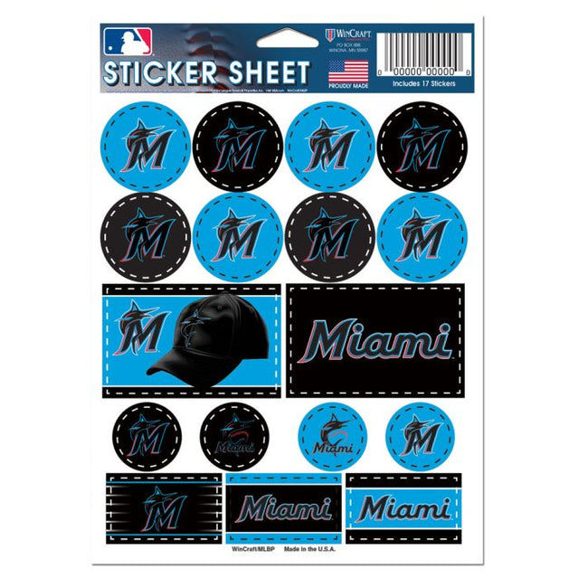 Miami Marlins Vinyl Sticker Sheet 5" x 7"