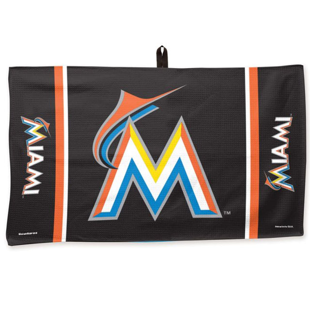 Toalla de gofre de los Miami Marlins de 14" x 24"