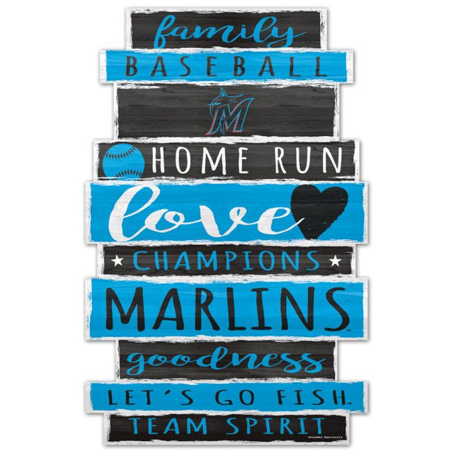 Letrero de madera de los Miami Marlins, 11" x 17", 1/4" de grosor