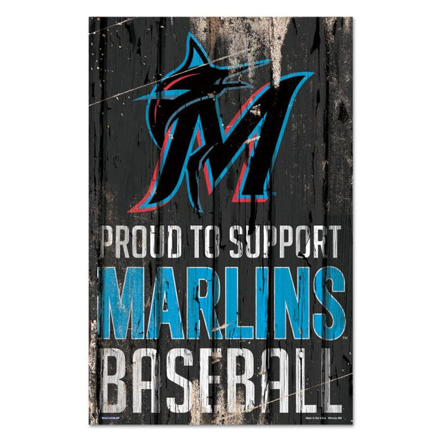 Letrero de madera de los Miami Marlins, 11" x 17", 1/4" de grosor