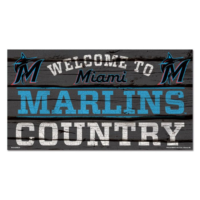 Letrero de madera de los Miami Marlins, 13" x 24", 1/4" de grosor