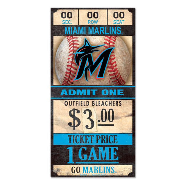 Letrero de madera de los Miami Marlins, 6 x 12 3/8" de grosor