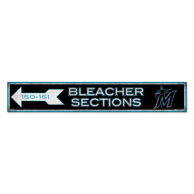 Letrero de madera de los Miami Marlins, 6" x 36", 3/8" de grosor