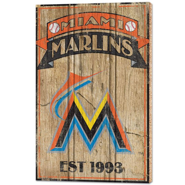 Letreros de madera de los Miami Marlins: 1/2" de grosor, 15" x 24"