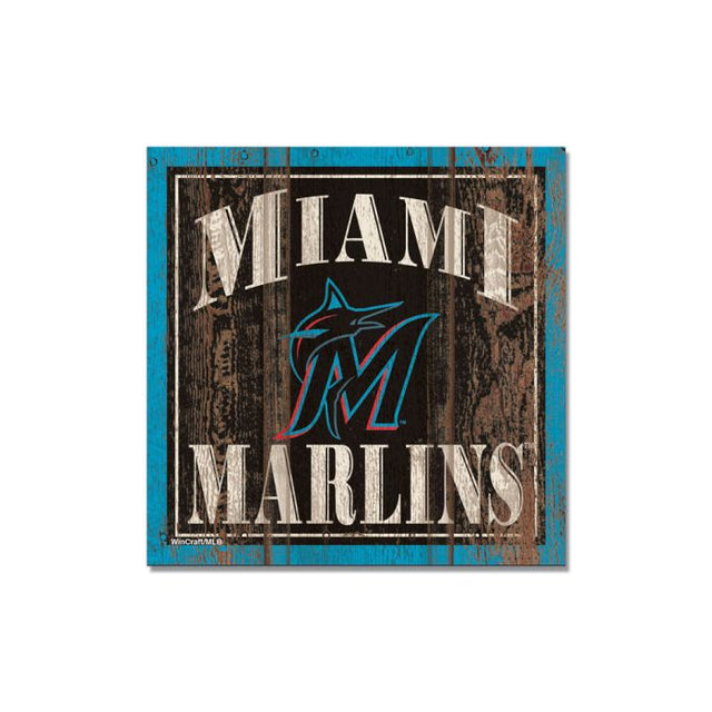 Imán de madera de los Miami Marlins de 3" x 3"