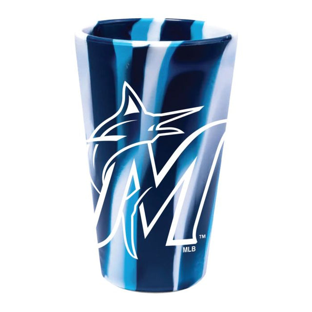 Vaso de pinta de silicona de 16 oz con diseño de los Miami Marlins