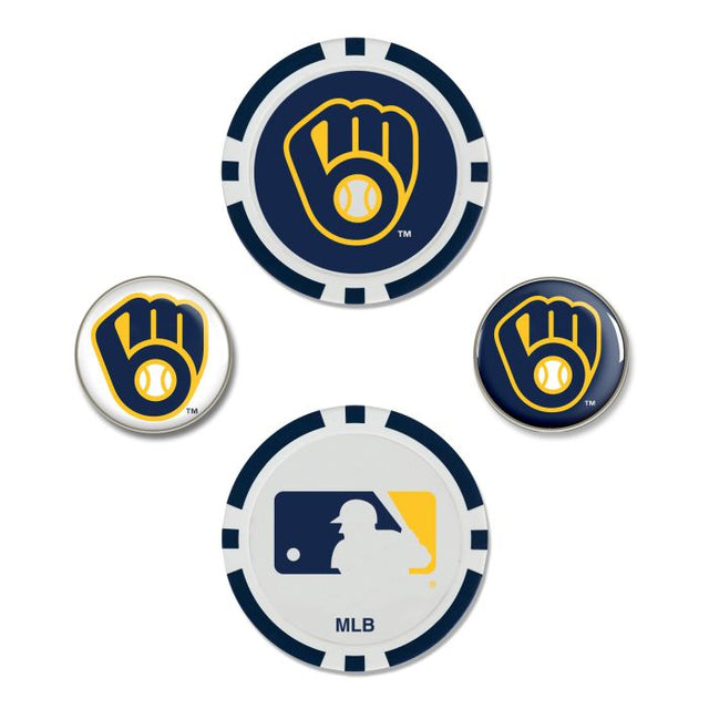 Juego de cuatro marcadores de bolas de los Milwaukee Brewers