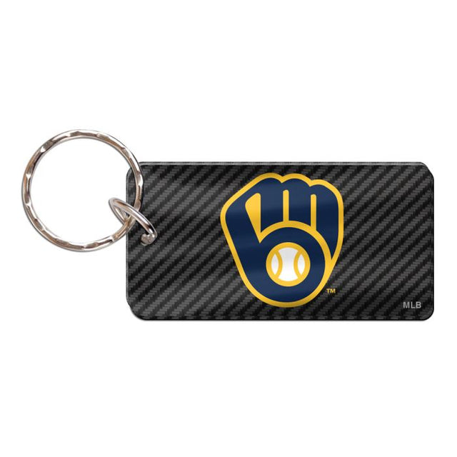 Llavero rectangular de carbono de los Milwaukee Brewers