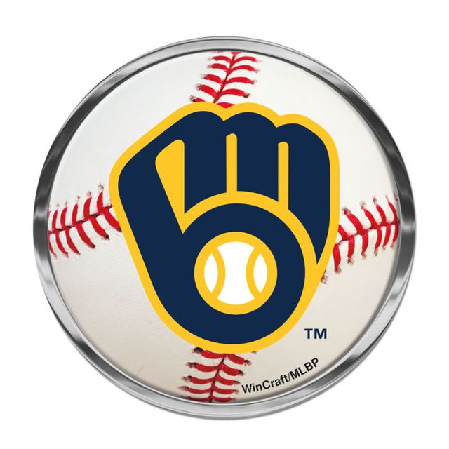 Emblema de metal cromado abovedado de los Milwaukee Brewers