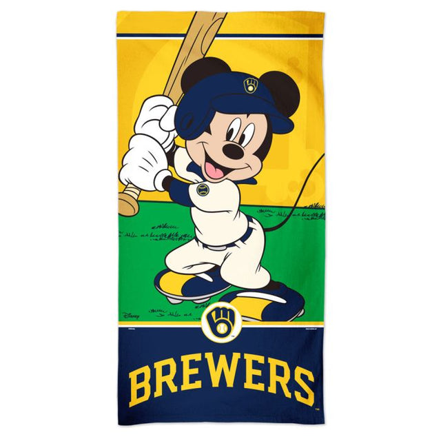 Toalla de playa Spectra de Mickey Mouse de Disney y los Cerveceros de Milwaukee de 30" x 60"