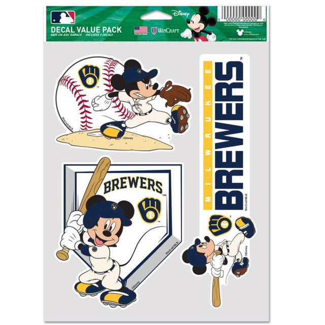 Paquete de 3 ventiladores multiusos de los Milwaukee Brewers/Disney