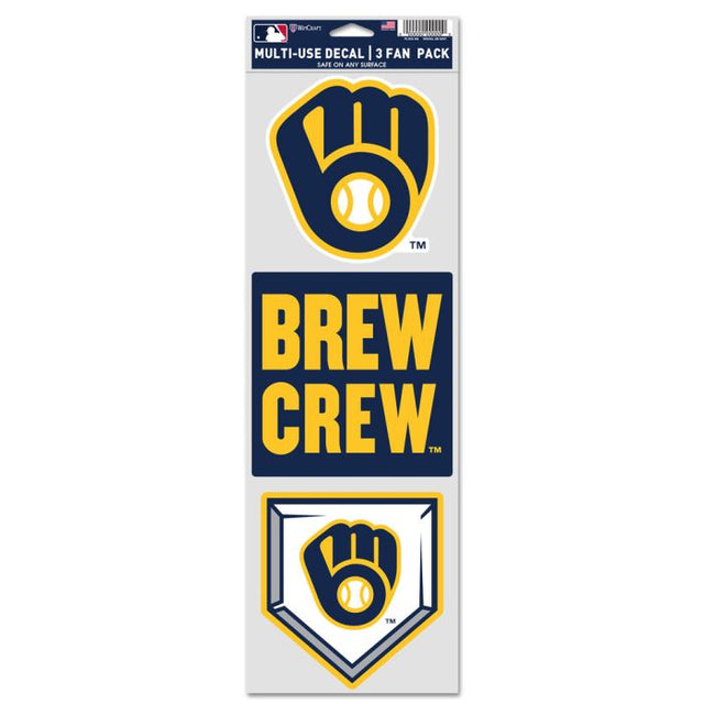 Calcomanías para fanáticos de los Milwaukee Brewers de 3,75" x 12"