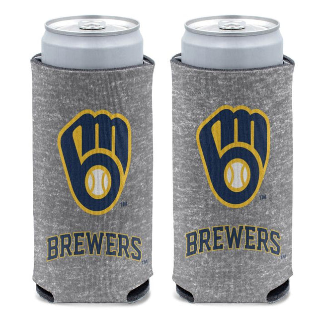 Enfriador de latas delgado de 12 oz color gris de Milwaukee Brewers