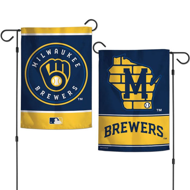 Banderas de jardín de los Cerveceros de Milwaukee, de 2 lados, 12,5" x 18"