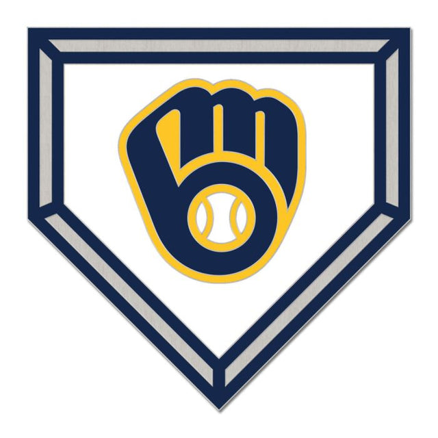 Tarjeta de joyería con pin esmaltado de colección HOME PLATE de los Milwaukee Brewers