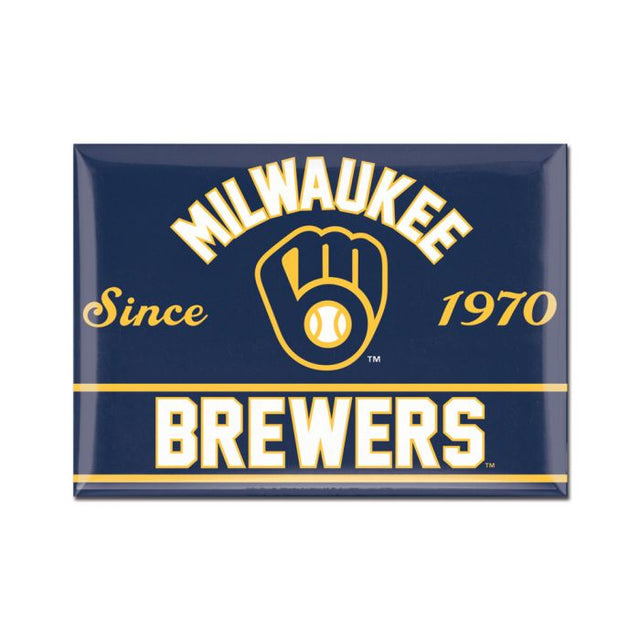 Imán de metal de los Cerveceros de Milwaukee de 2,5" x 3,5"