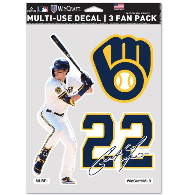 Paquete de 3 ventiladores multiusos de los Milwaukee Brewers Christian Yelich