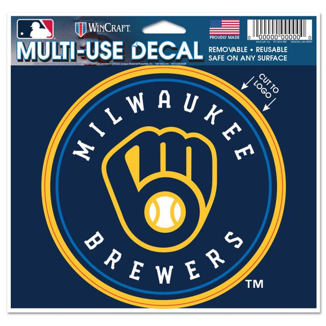 Calcomanía multiusos de los Milwaukee Brewers: cortada con el logotipo de 5" x 6"