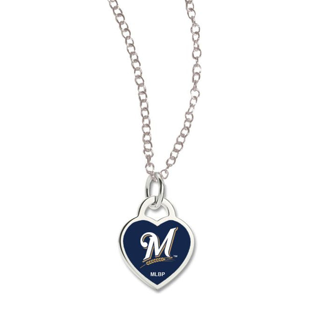 Milwaukee Brewers Necklace w/3D Heart