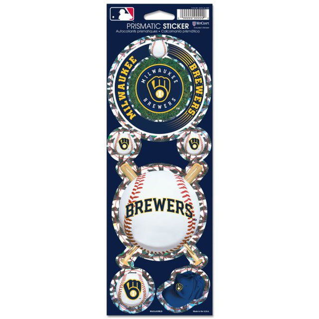 Calcomanía prismática de los Milwaukee Brewers de 4" x 11"