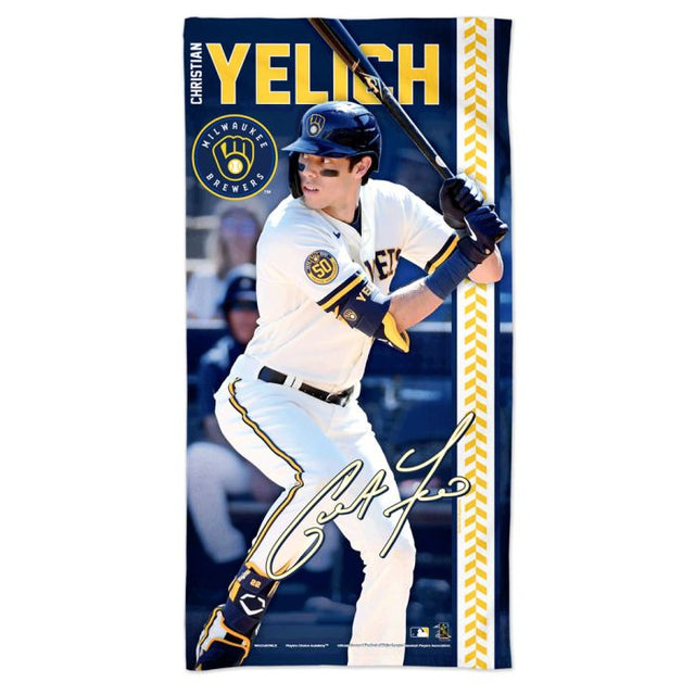 密尔沃基酿酒人队 Spectra 沙滩巾 30 英寸 x 60 英寸 Christian Yelich