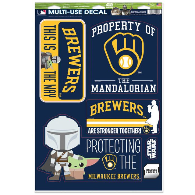 Calcomanía multiusos de los Milwaukee Brewers y Star Wars Mandalorian de 11" x 17"