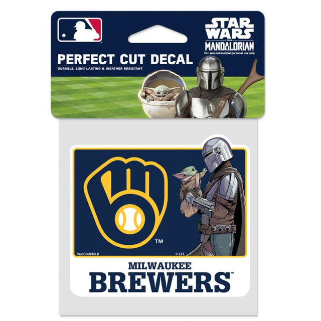 Milwaukee Brewers / Star Wars Mandalorian Perfect Cut Color Decal 4" x 4"