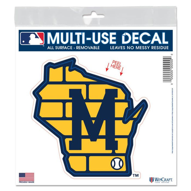 Milwaukee Brewers State Shaped All Surface Decal 6" x 6"