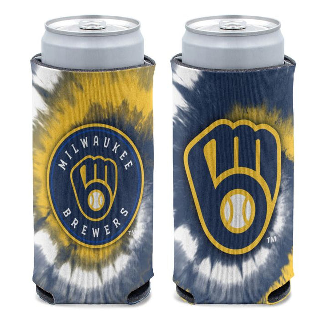 Enfriador de latas delgado de 12 oz con estampado TIE DYE de Milwaukee Brewers