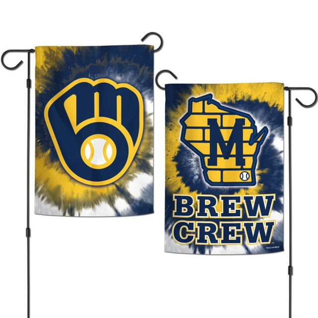 Banderas de jardín teñidas con los Milwaukee Brewers, de 2 lados, 12,5" x 18"