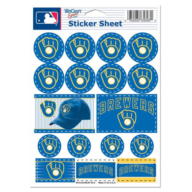 Lámina de calcomanías de vinilo de los Milwaukee Brewers de 5" x 7"