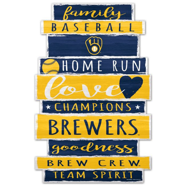 Letrero de madera de los Milwaukee Brewers, 11" x 17", 1/4" de grosor