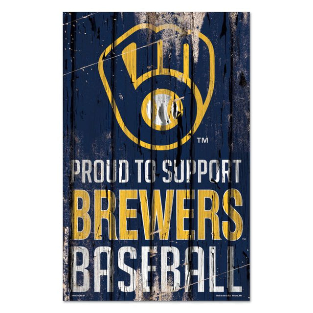 Letrero de madera de los Milwaukee Brewers, 11" x 17", 1/4" de grosor