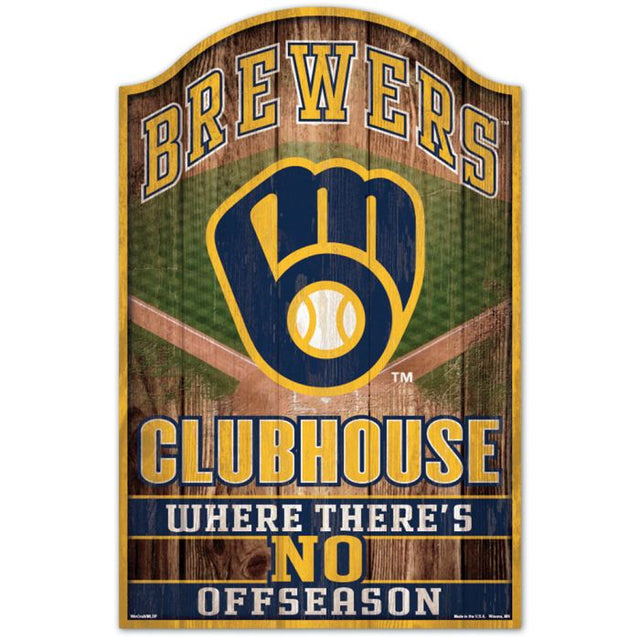 Letrero de madera de los Milwaukee Brewers, 11" x 17", 1/4" de grosor