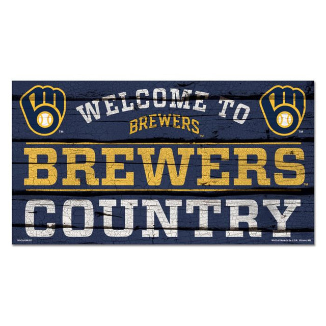 Letrero de madera de los Milwaukee Brewers, 13 x 24 pulgadas, 1/4 de pulgada de grosor