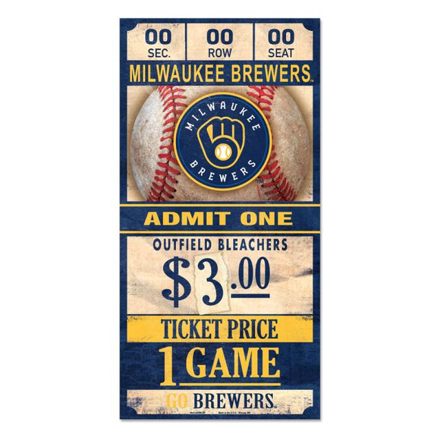 Milwaukee Brewers Wood Sign 6x12 3/8" thick