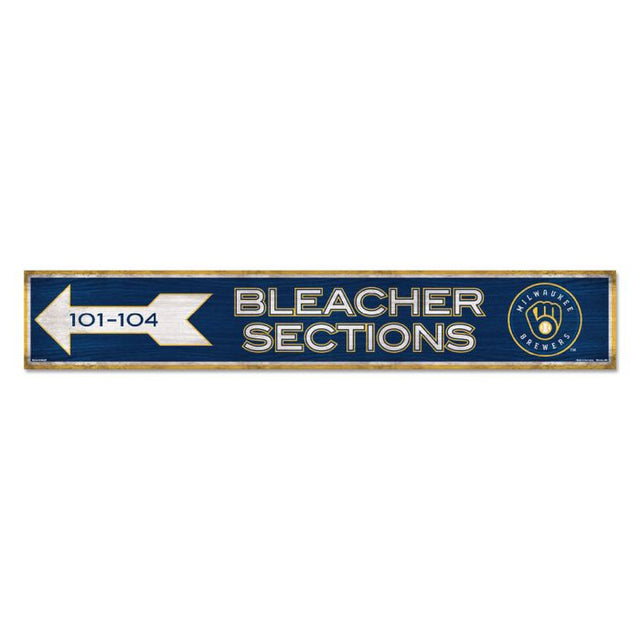 Letrero de madera de los Milwaukee Brewers, 6" x 36", 3/8" de grosor