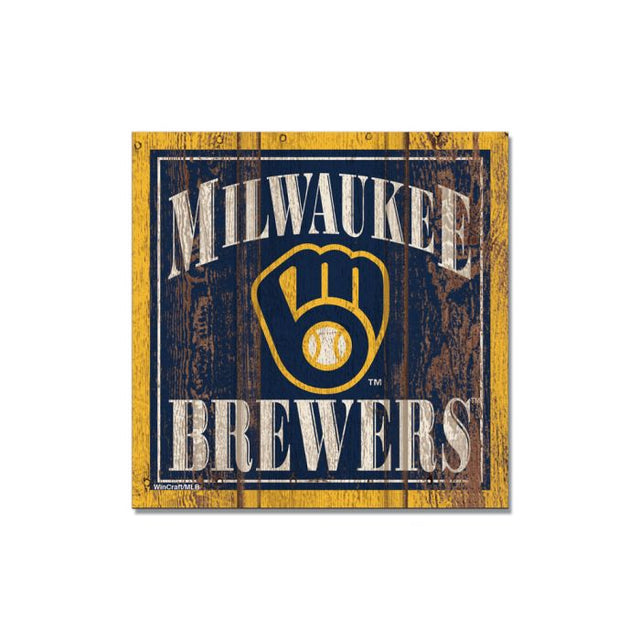 Imán de madera de los Cerveceros de Milwaukee de 3" x 3"