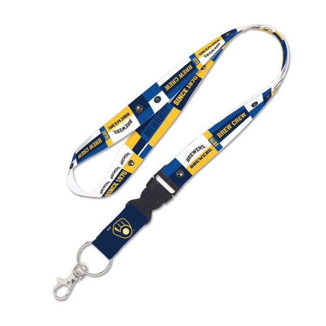 Milwaukee Brewers color block Lanyard w/detachable buckle 1"