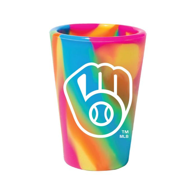 Vaso de chupito de silicona de 1,5 oz con diseño hippie de los Milwaukee Brewers