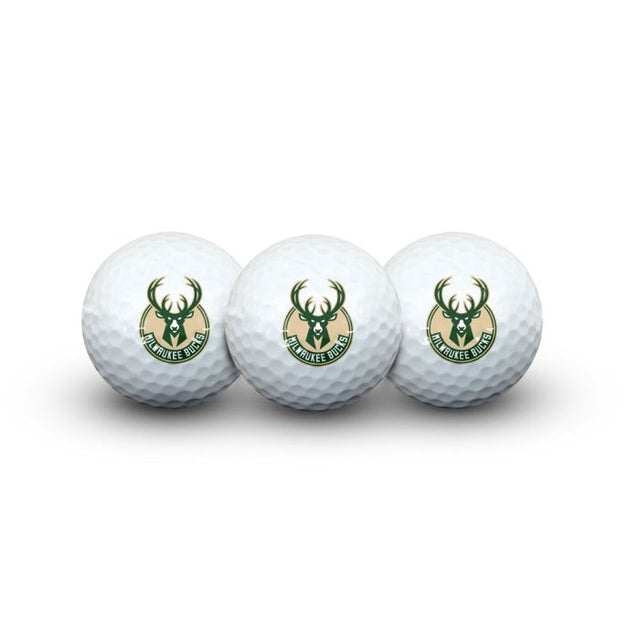 3 pelotas de golf Milwaukee Bucks en estuche tipo concha